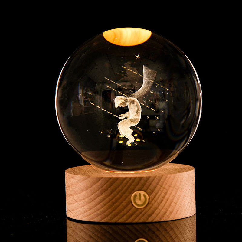 Crystal Ball – 3D Laser Engraved Galaxy with Luminous LED Display