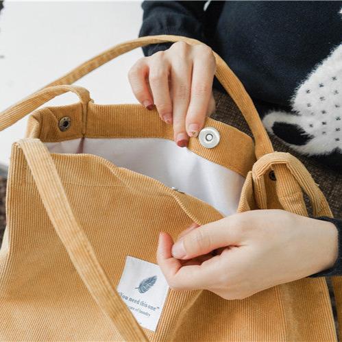 Corduroy Shoulder Tote Bag