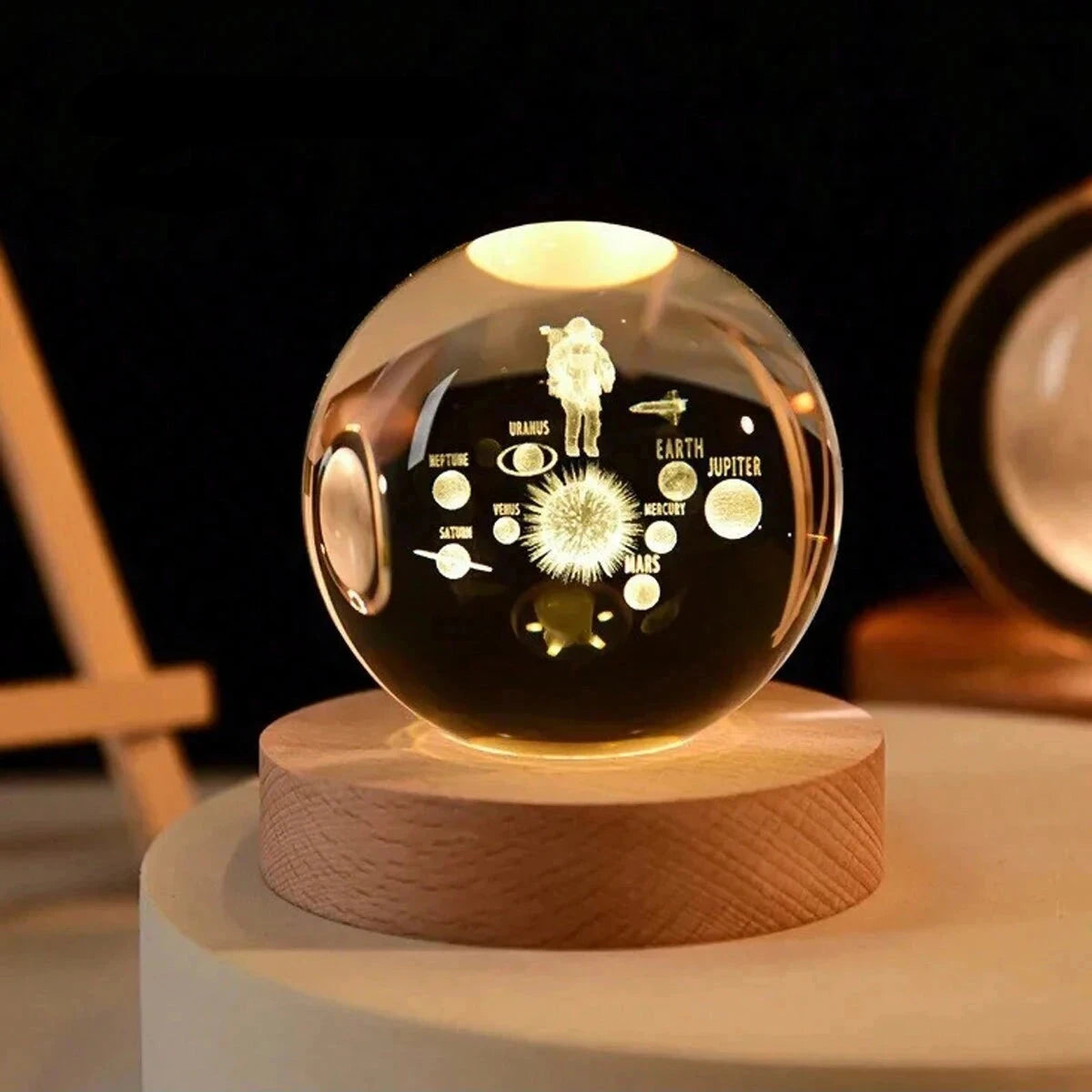 Crystal Ball – 3D Laser Engraved Galaxy with Luminous LED Display