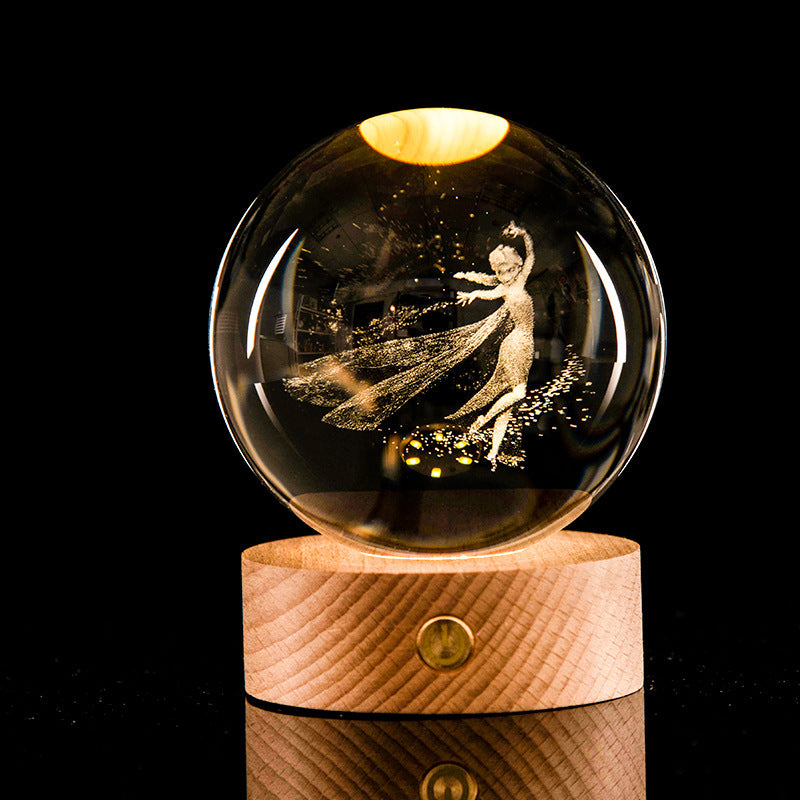 Crystal Ball – 3D Laser Engraved Galaxy with Luminous LED Display