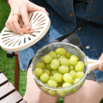 2-in-1 Foldable Fruit Drain Basket with Lid