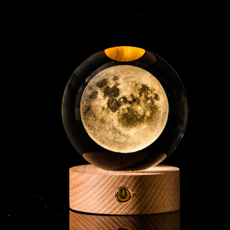 Crystal Ball – 3D Laser Engraved Galaxy with Luminous LED Display