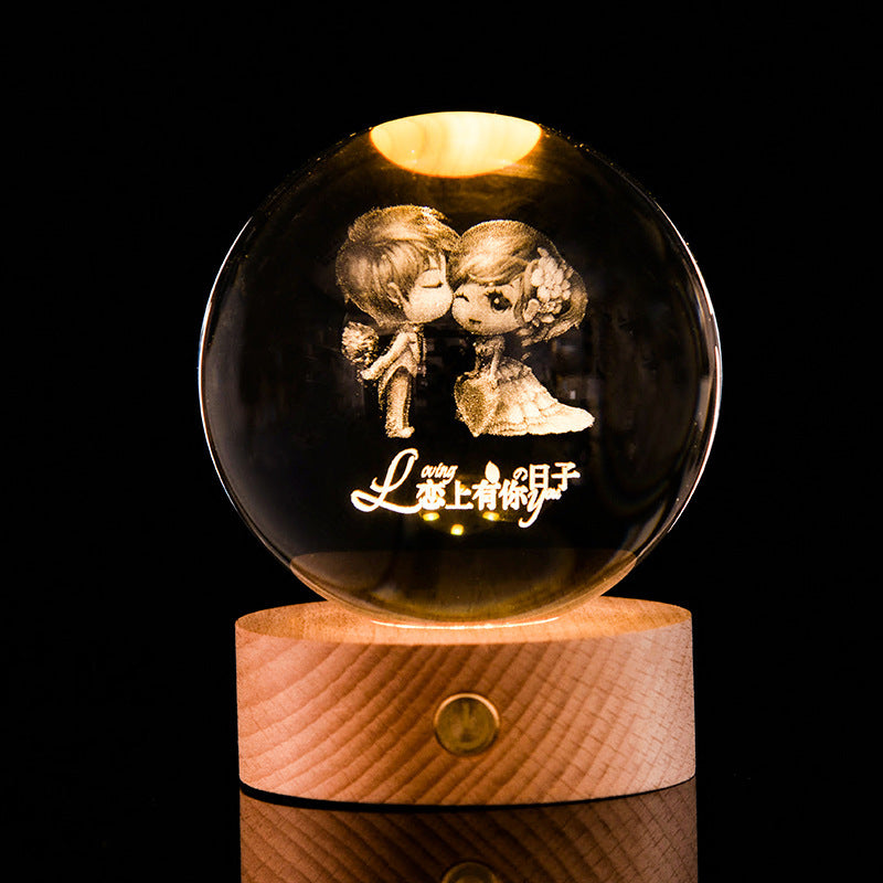 Crystal Ball – 3D Laser Engraved Galaxy with Luminous LED Display