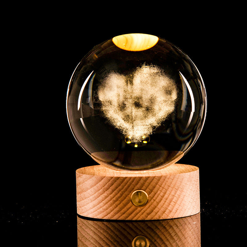 Crystal Ball – 3D Laser Engraved Galaxy with Luminous LED Display