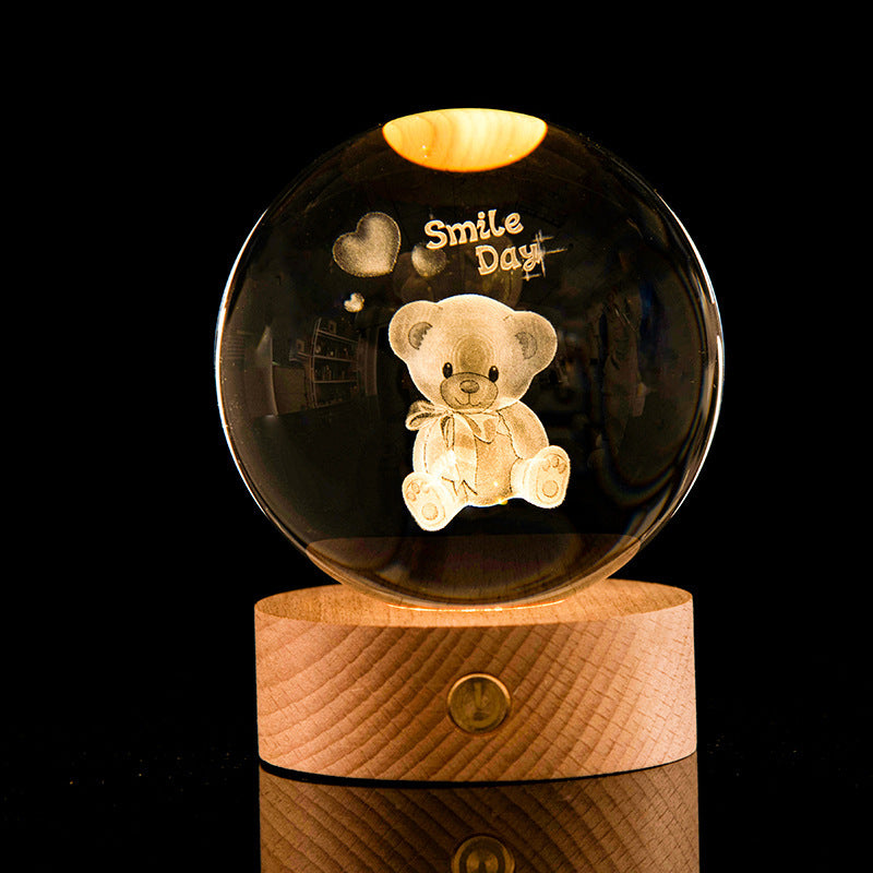 Crystal Ball – 3D Laser Engraved Galaxy with Luminous LED Display