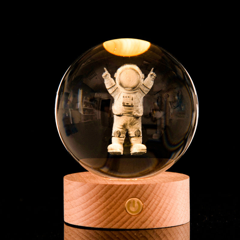 Crystal Ball – 3D Laser Engraved Galaxy with Luminous LED Display