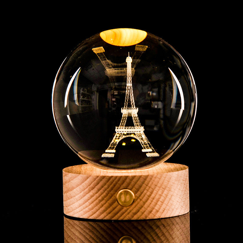 Crystal Ball – 3D Laser Engraved Galaxy with Luminous LED Display