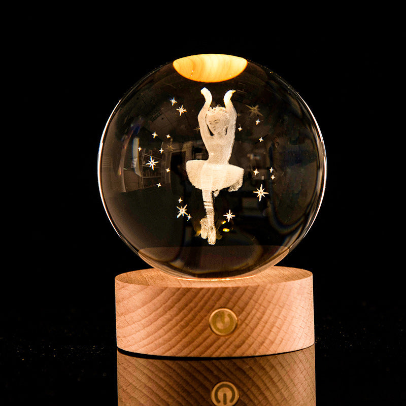 Crystal Ball – 3D Laser Engraved Galaxy with Luminous LED Display