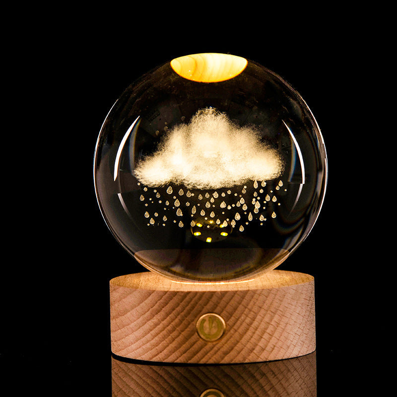 Crystal Ball – 3D Laser Engraved Galaxy with Luminous LED Display