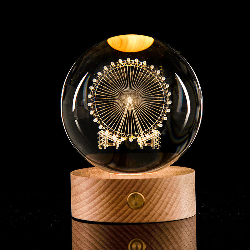 Crystal Ball – 3D Laser Engraved Galaxy with Luminous LED Display