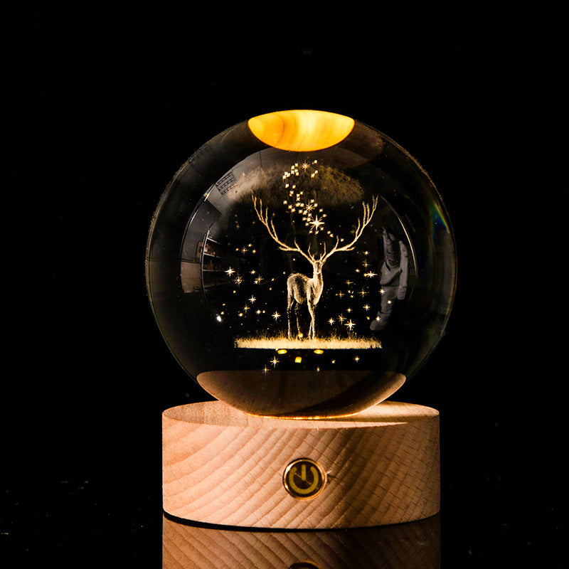 Crystal Ball – 3D Laser Engraved Galaxy with Luminous LED Display