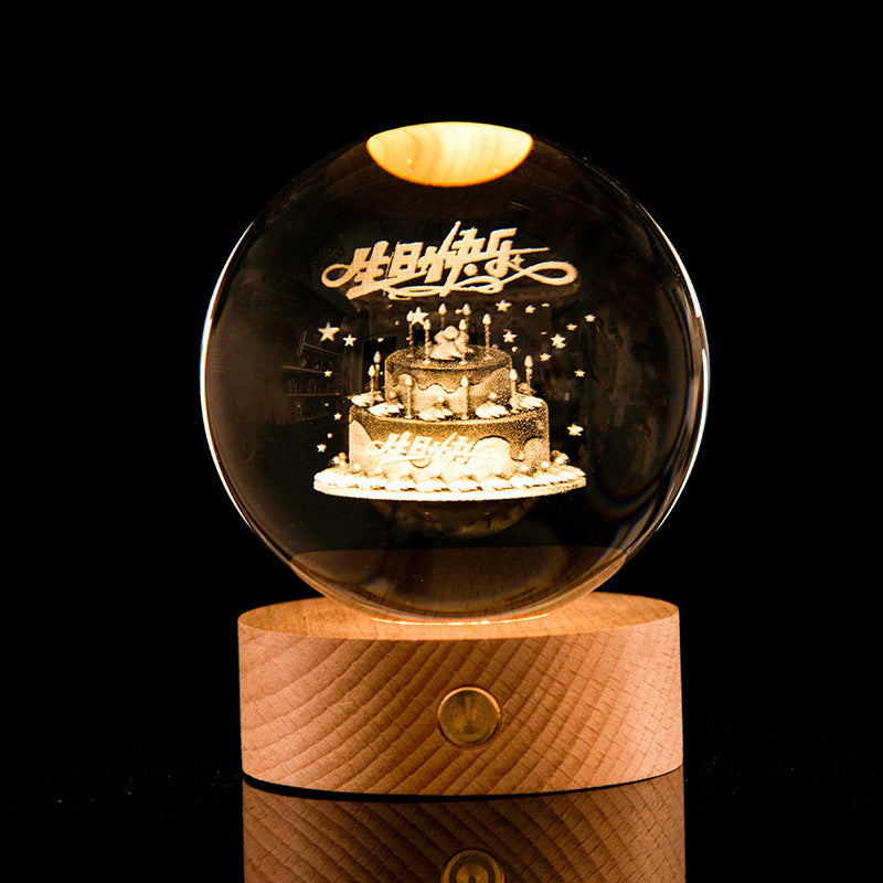 Crystal Ball – 3D Laser Engraved Galaxy with Luminous LED Display