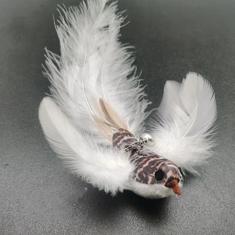 Steel Wire Feather Funny Cat Stick Long Rod