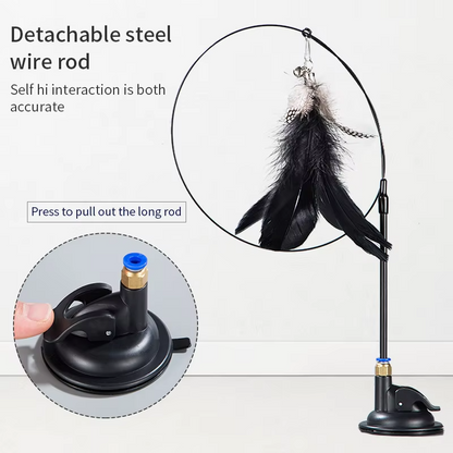 Steel Wire Feather Funny Cat Stick Long Rod