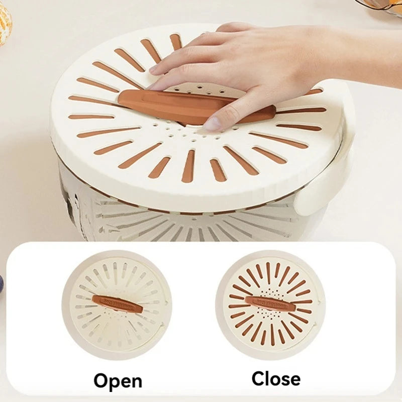 2-in-1 Foldable Fruit Drain Basket with Lid