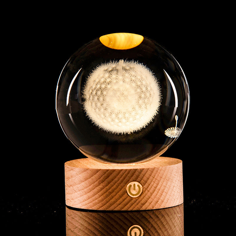 Crystal Ball – 3D Laser Engraved Galaxy with Luminous LED Display