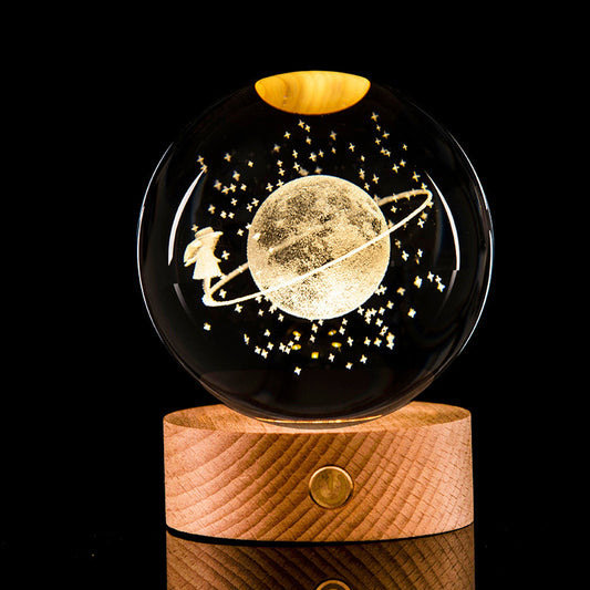 Crystal Ball – 3D Laser Engraved Galaxy with Luminous LED Display