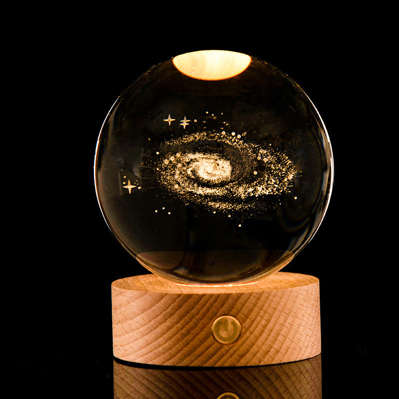 Crystal Ball – 3D Laser Engraved Galaxy with Luminous LED Display