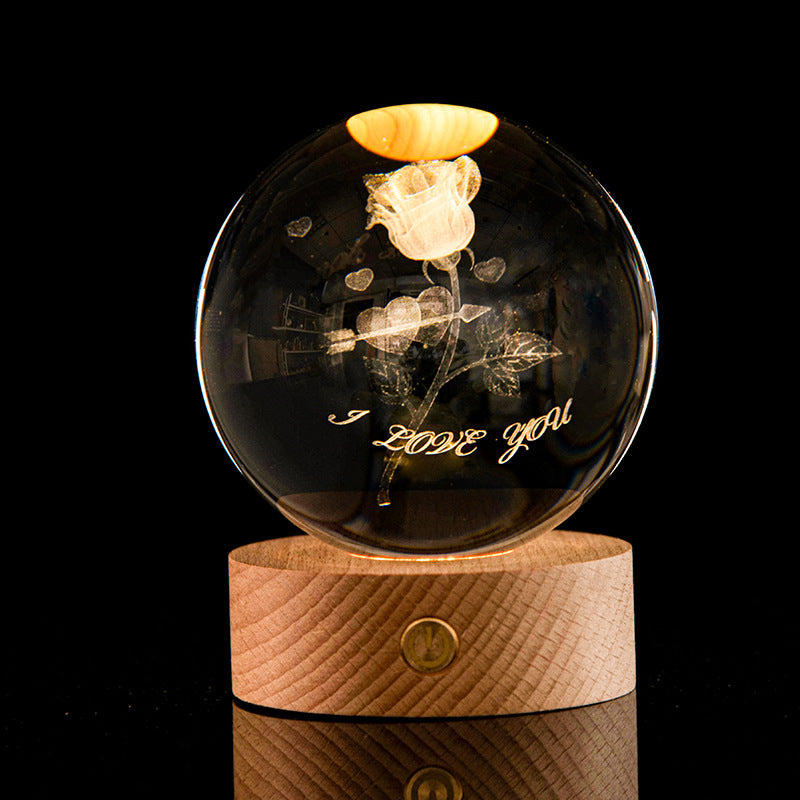 Crystal Ball – 3D Laser Engraved Galaxy with Luminous LED Display