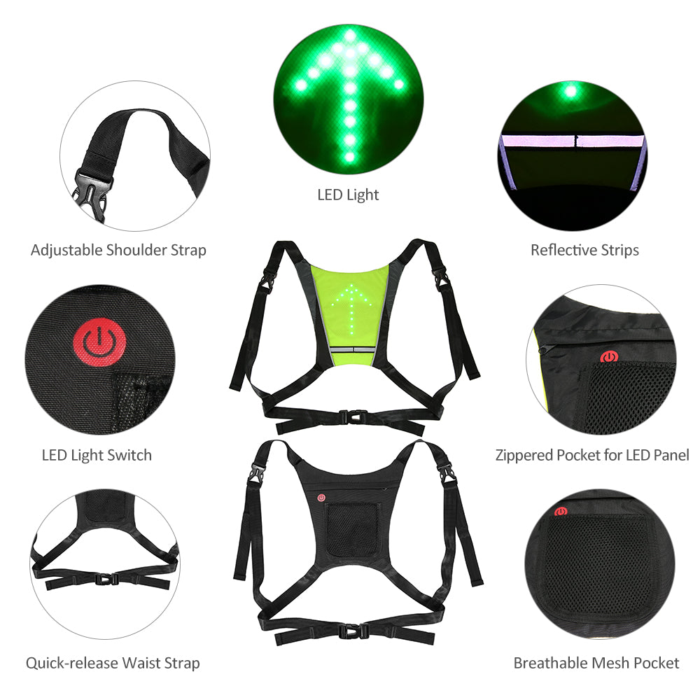 USB Rechargeable Reflective LED Vest Backpack