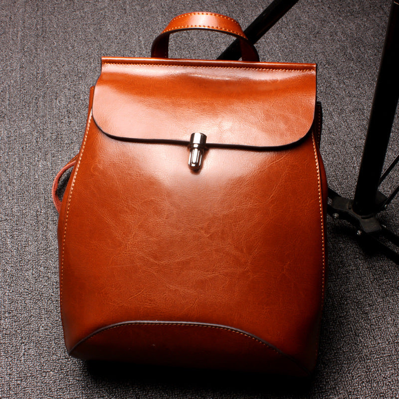 Leather Wax Korean backpack.