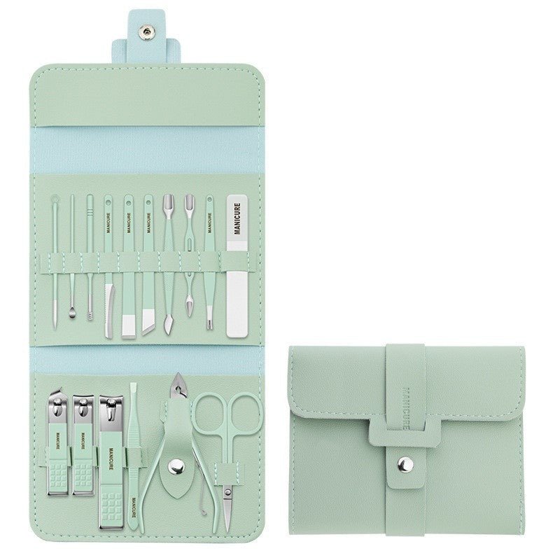 PU Bag & Stainless Steel 16 Pcs Nail Clippers Portable Tools