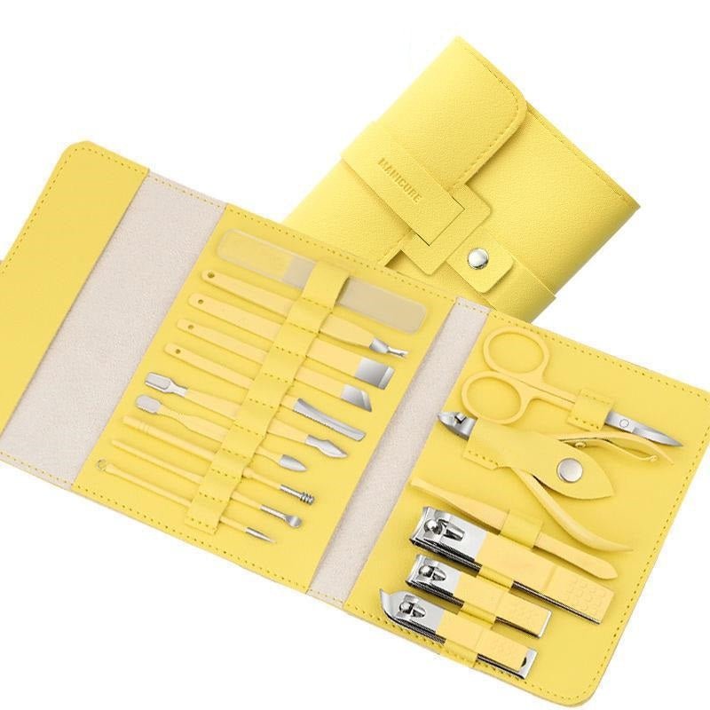 PU Bag & Stainless Steel 16 Pcs Nail Clippers Portable Tools