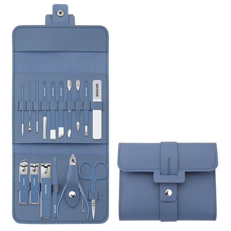 PU Bag & Stainless Steel 16 Pcs Nail Clippers Portable Tools