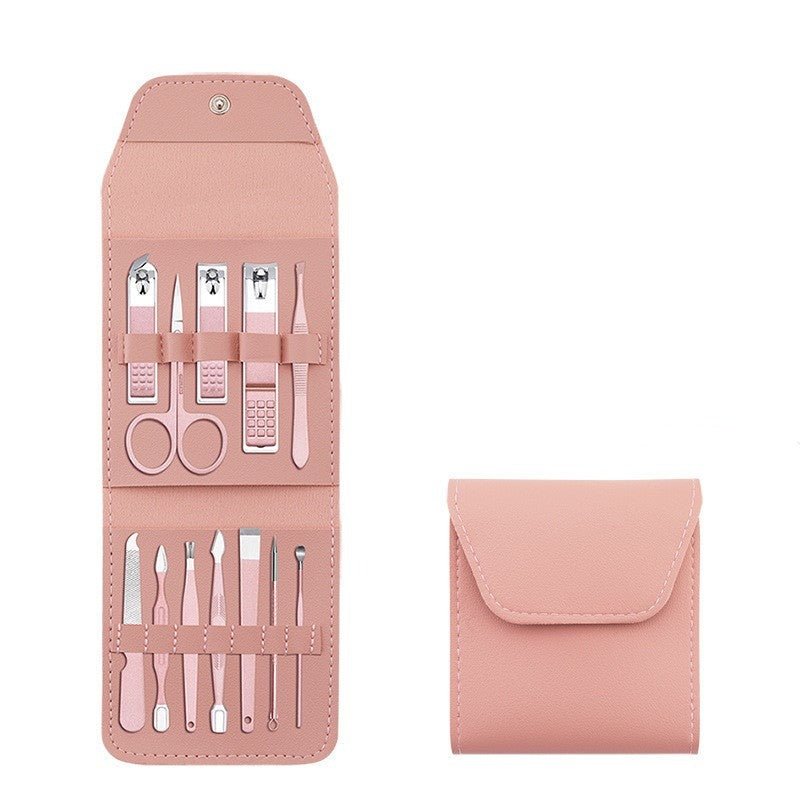 PU Bag & Stainless Steel 16 Pcs Nail Clippers Portable Tools